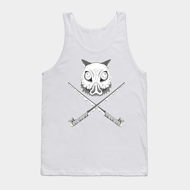 Boar and katana - Black and White Tank Top by AnotherDayInFiction